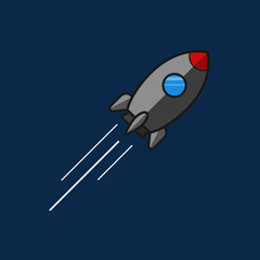 vintage flat vector rocket icon flying into space