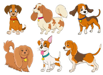 set of cartoon dogs on white. vector illustration