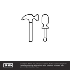 Hammer screwdriver vector icon