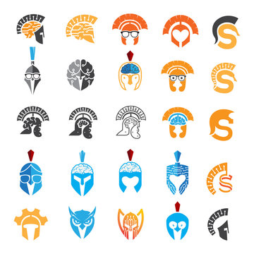 set of logo helmet spartan