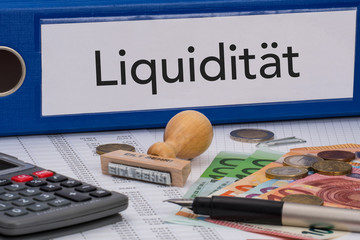 Aktenordner (blau) mit Beschriftung Liquidität