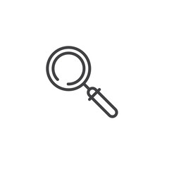 Search with magnifying glass line icon, outline vector sign, linear style pictogram isolated on white. Symbol, logo illustration. Editable stroke