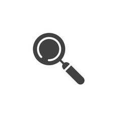 Search with magnifying glass icon vector, filled flat sign, solid pictogram isolated on white. Symbol, logo illustration.