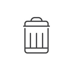 Trash bin line icon, outline vector sign, linear style pictogram isolated on white. Symbol, logo illustration. Editable stroke