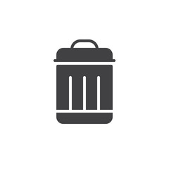 Trash bin icon vector, filled flat sign, solid pictogram isolated on white. Symbol, logo illustration.