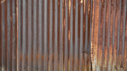 old and rusty brown galvanized iron roof texture