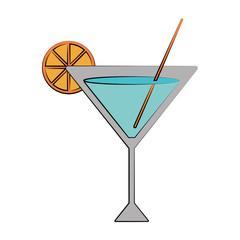 cocktail with lemon garnish icon image vector illustration design 