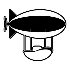 hot air balloon with motor icon image vector illustration design  black and white