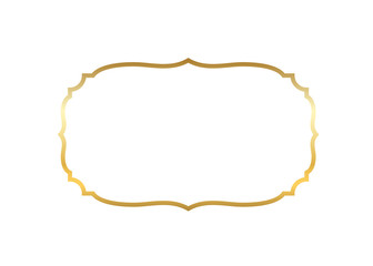 Gold frame. Beautiful simple golden design. Vintage style decorative border isolated white background. Elegant gold art frame. Empty copy space decoration, photo, banner Vector illustration