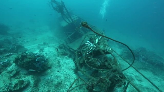Scuba diving over shipwreck at Derawan Island, Kalimantan 