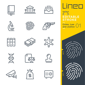 Lineo Editable Stroke - Crime, Law and Justice line icons
Vector Icons - Adjust stroke weight - Expand to any size - Change to any colour