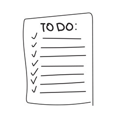 Vector isolated outline hand drawn check to do list, bullet, check mark and check box in a doodle sketch cartoon style. Paper note with task plan.