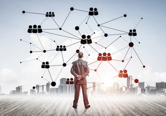 Social connection concept drawn on screen as symbol for teamwork