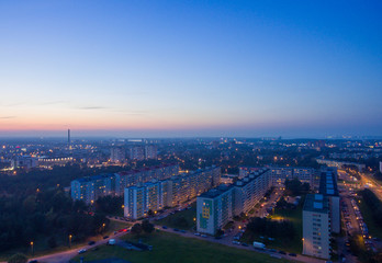 Fototapeta premium Aerial view Evening of City Tallinn Estonia , District mustamae