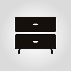 Fototapeta premium Nightstand vector icon. Furniture types. Bedside table. Chest of drawers or cabinet icon. Storage concept. Interior design.