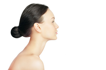 Naklejka premium Close-up of Beautiful Woman on White