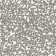 Vector Seamless Irregular Lines Grid Pattern. Trendy Monochrome Texture. Abstract Geometric Background Design