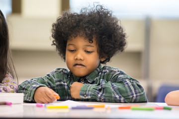 Portrait of Children learning at classroom together, Children with education concept