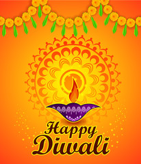 Happy Diwali light festival of India greeting advertisement sale banner with happy diwali wishes in hindi text for vector background