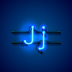 Neon font letter j, art design singboard. Vector illustration
