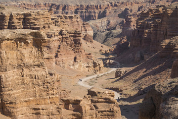 Charyn canyon in Almaty region of Kazakhstan.Beautiful mountain landscape.
