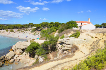 Obraz premium Old church in the Sainte Croix beach, south of France