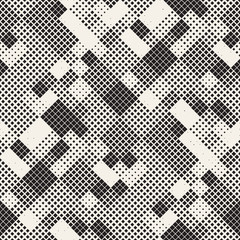 Modern Stylish Halftone Texture. Endless Abstract Background With Random Size Squares. Vector Seamless Squares Mosaic Pattern.