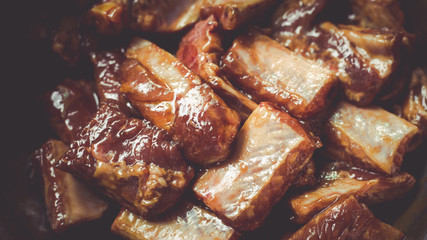 Raw pork ribs with fermented sauce for grilled