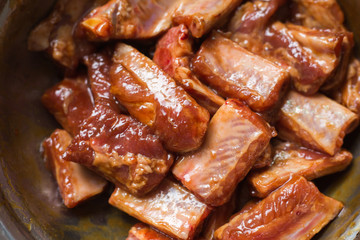 Raw pork ribs with fermented sauce for grilled