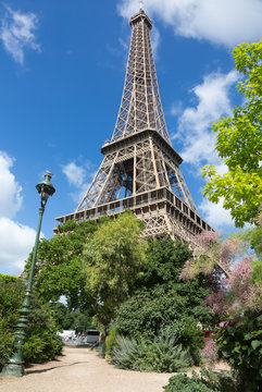 Eiffel Tower on Champs de Mars in Paris, France