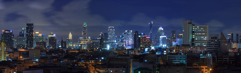 Panorama high view of city in night time