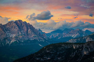 Fototapeta na wymiar sunset at the Dolomites Alps.Italy