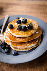 Pancake stack with blueberries