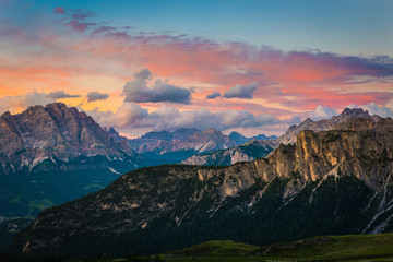 sunset at the Dolomites Alps.Italy