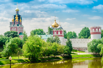 view of the Novodevichy Convent monastery in Moscow, Russia. UNESCO world heritage site