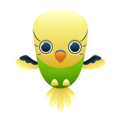 Budgerigar cute cartoon character isolated on white background. Vector illustration