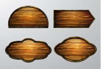 Wooden signs, vector icon set