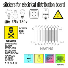 stickers for electrical distribution board consumer electrical safety, electricity, current protection