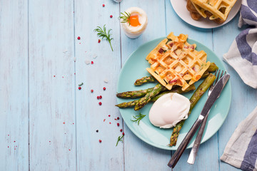 Breakfast with egg and a cup of coffee