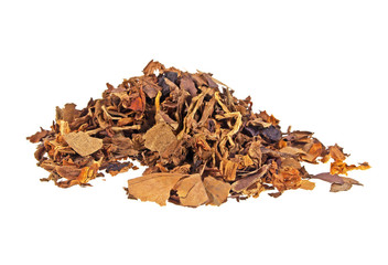 Dried smoking tobacco isolated on a white background