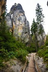 Fototapeta na wymiar Unique rocks mountain Adrspasske skaly in national park Adrspach, Czech republic