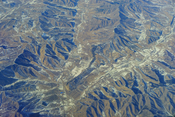 Aerial mountain landscape near Beijing