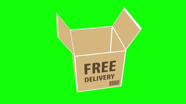 Open box package free delivery service. Available in 4K FullHD and HD video 3D render footage. Animation for yours presentation.