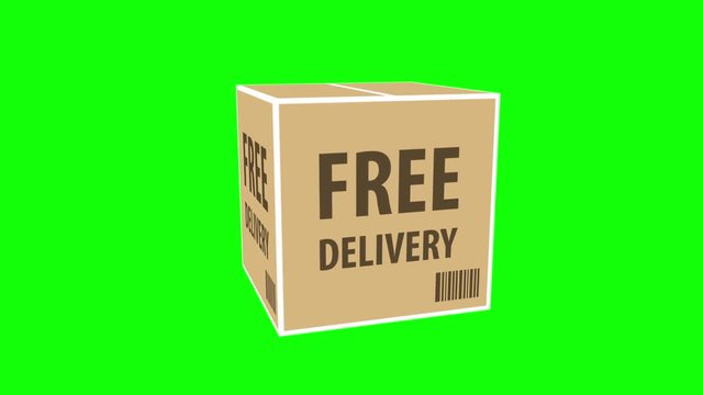 Box package free delivery service. Available in 4K FullHD and HD video 3D render footage. Animation for yours presentation.