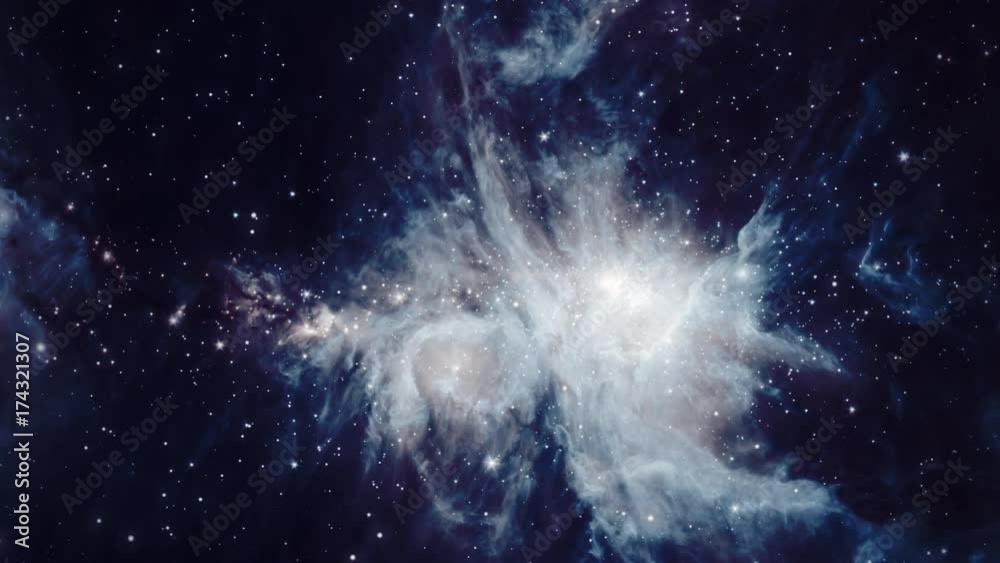 Wall mural flying through the orion nebula. 4k uhd animation rendered at 16-bit color depth. broadcast quality.