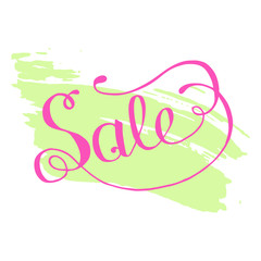 Hand lettering sale on grunge brush background