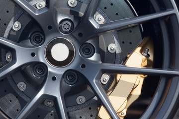 Close up of rims from a sports car