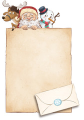 carta y sobre para santa claus en navidad