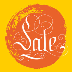 Obraz premium Hand lettering sale on grunge brush background