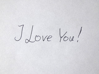 I Love You Handwritten On Paper